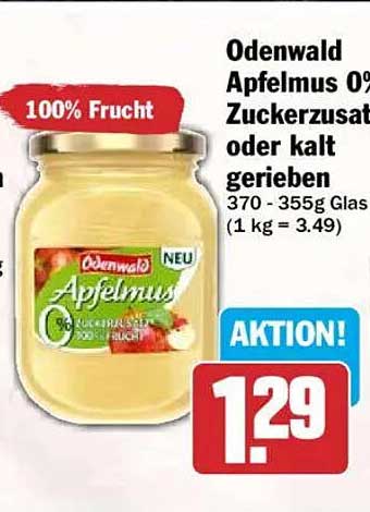 Odenwald Apfelmus 0% Zuckerzusatz oder kalt gerieben