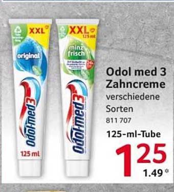 Odol med 3 Zahncreme verschiedene Sorten 125-ml-Tube