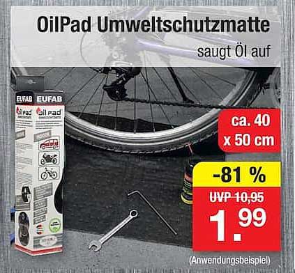 OilPad Umweltschutzmatte saugt Öl auf