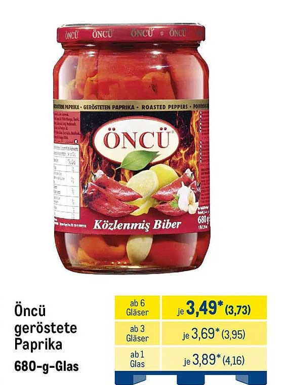 Öncü geröstete Paprika 680-g-Glas