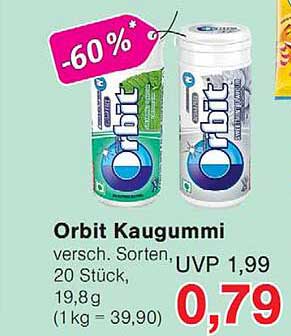 Orbit Kaugummi versch. Sorten, 20 Stück, 19,8g (1 kg = 39,90)