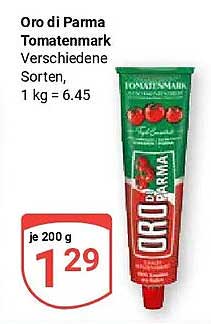 Oro di Parma Tomatenmark Verschiedene Sorten, 1 kg = 6.45