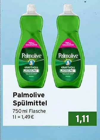 Palmolive Spülmittel 750 ml Flasche 1 l = 1,49 €
