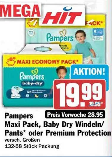 Pampers Maxi Pack, Baby Dry Windeln/Pants* oder Premium Protection