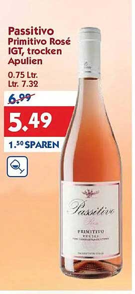 Passitivo Primitivo Rosé IGT, trocken Apulien