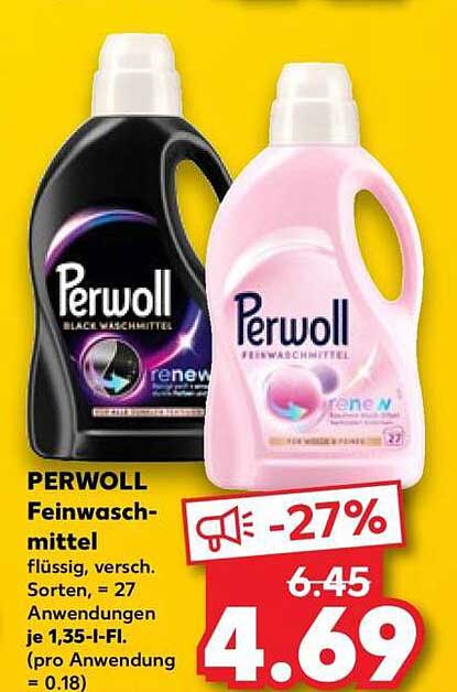 PERWOLL Feinwaschmittel flüssig, versch. Sorten, = 27 Anwendungen je 1,35-l-Fl. (pro Anwendung = 0.18)