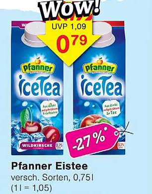 Pfanner Eistee versch. Sorten, 0,75l (1 l = 1,05)