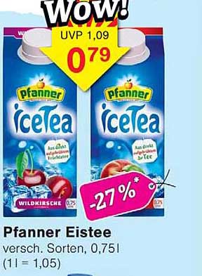 Pfanner Eistee versch. Sorten, 0,75l