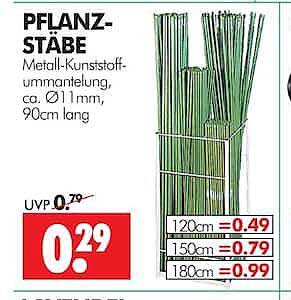 PFLANZ-STÄBE Metall-Kunststoff-ummantelung, ca. Ø 11 mm, 90cm lang