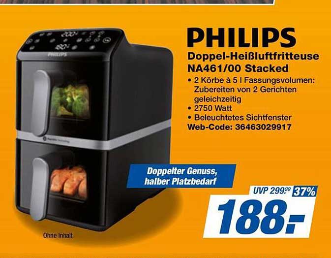 PHILIPS Doppel-Heißluftfritteuse NA461/00 Stacked