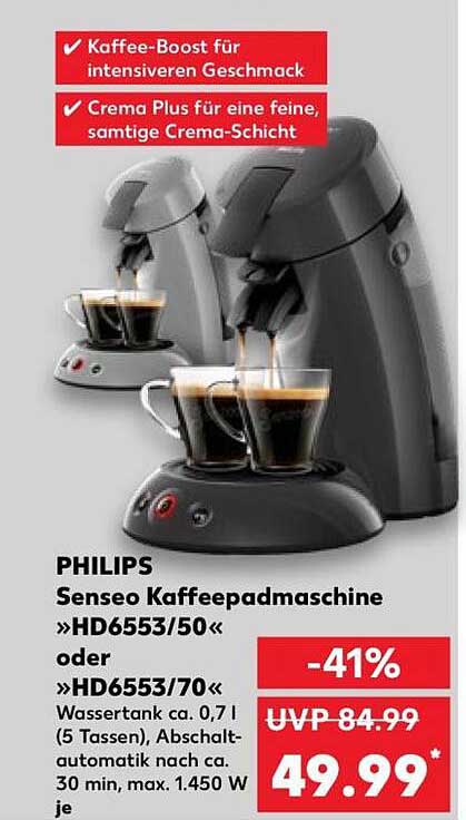 PHILIPS Senseo Kaffeepadmaschine »HD6553/50« oder »HD6553/70«