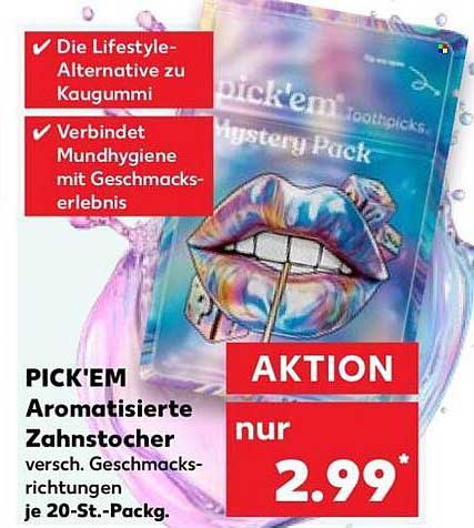 PICK'EM Aromatisierte Zahstocher versch. Geschmacksrichtungen je 20-St.-Packg.
