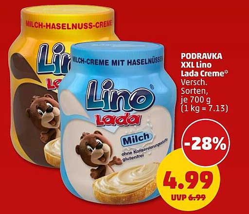 PODRAVKA XXL Lino Lada Creme* Versch. Sorten, je 700 g (1 kg = 7.13)