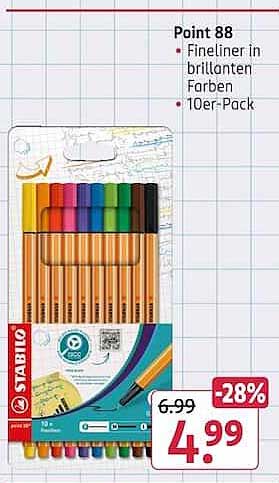 Point 88 Fineliner in brillanten Farben 10er-Pack