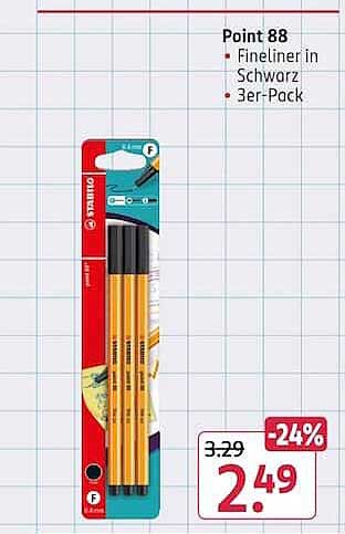 Point 88 • Fineliner in Schwarz • 3er-Pack