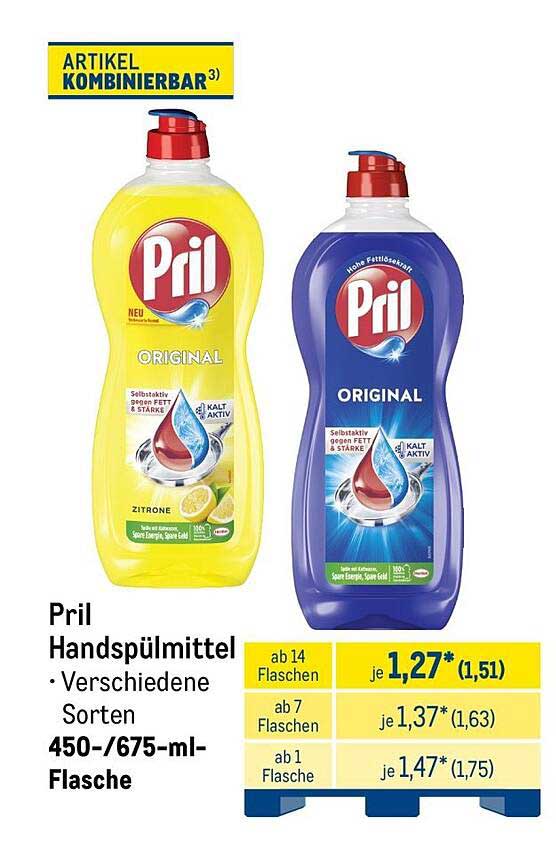 Pril Handspülmittel • Verschiedene Sorten 450-/675-ml-Flasche