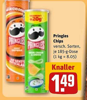 Pringles Chips versch. Sorten, je 185-g-Dose (1 kg = 8.05)