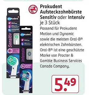 Prokudent Aufsteckzahnbürste Sensive oder Intensiv je 3 Stück