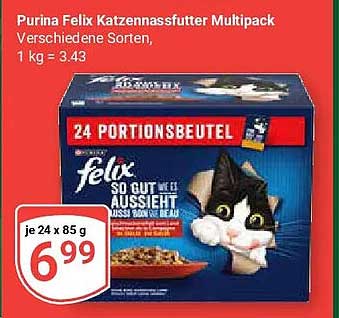 Purina Felix Katzennassfutter Multipack Verschiedene Sorten, 1 kg = 3.43