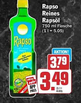 Rapso Reines Rapsöl 750 ml Flasche (1 l = 5.05)