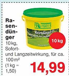 Rasendünger 10 kg, Sofort- und Langzeitwirkung, für ca. 100m²