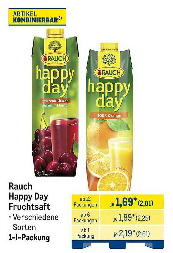 Rauch Happy Day Fruchtsaft · Verschiedene Sorten 1-l-Packung