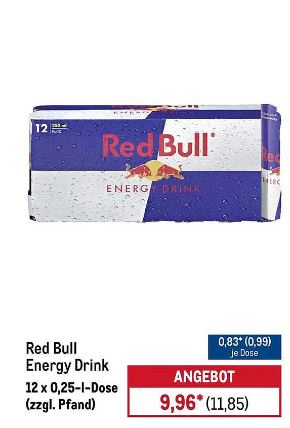 Red Bull Energy Drink 12 x 0,25-l-Dose (zzgl. Pfand)