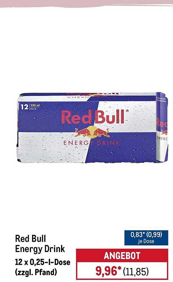 Red Bull Energy Drink 12 x 0,25-l-Dose (zzgl. Pfand)