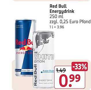 Red Bull Energydrink 250 ml zzzgl. 0,25 Euro Pfand 1 l = 3,96