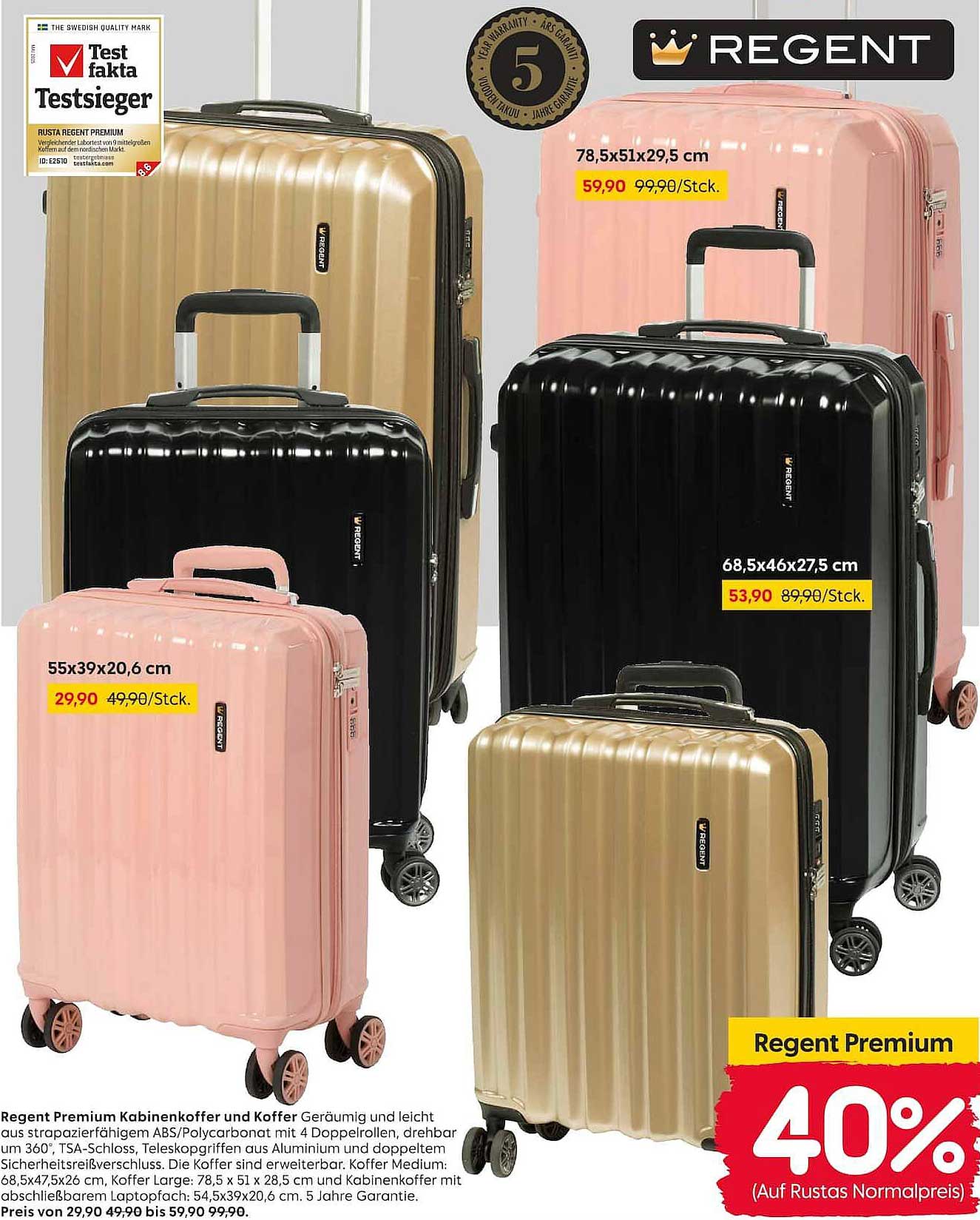 Regent Premium Kabinenkoffer und Koffer
