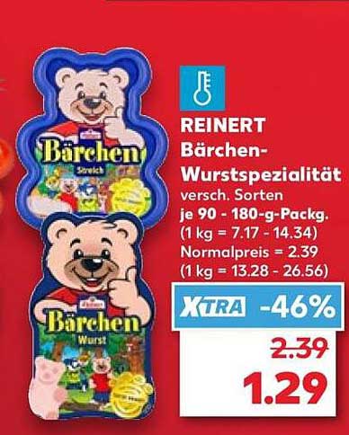 REINERT Bärchen-Wurstspezialität versch. Sorten je 90 - 180-g-Packg.