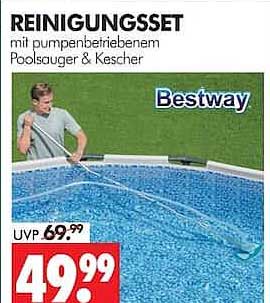 REINIGUNGSSET mit pumpenbetriebenem Poolsauger & Kescher