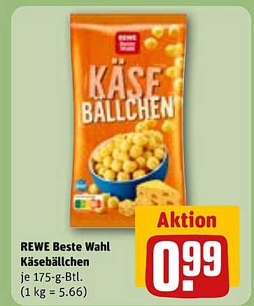 REWE Beste Wahl Käseballchen je 175-g-Btl. (1 kg = 5.66)
