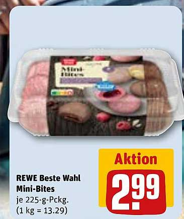 REWE Beste Wahl Mini-Bites je 225-g-Packg. (1 kg = 13.29)