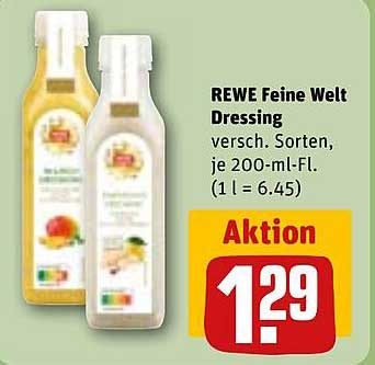 REWE Feine Welt Dressing versch. Sorten, je 200-ml-Fl. (1 l = 6.45)