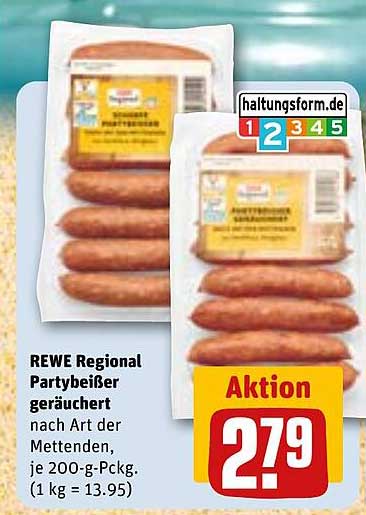 REWE Regional Partybeißer geräuchert nach Art der Mettenden, je 200-g-Packg.