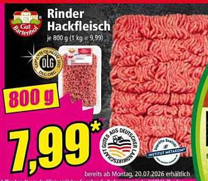 Rinder Hackfleisch je 800 g (1 kg = 9,99)