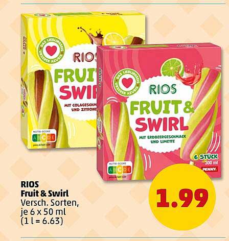 RIOS Fruit & Swirl Versch. Sorten, je 6 x 50 ml (1 l = 6.63)