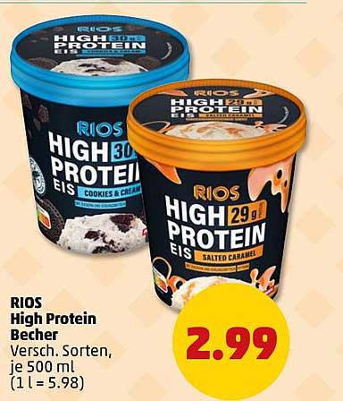 RIOS High Protein Becher Versch. Sorten, je 500 ml (1 l = 5.98)
