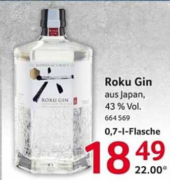 Roku Gin aus Japan, 43 % Vol. 0,7-l-Flasche