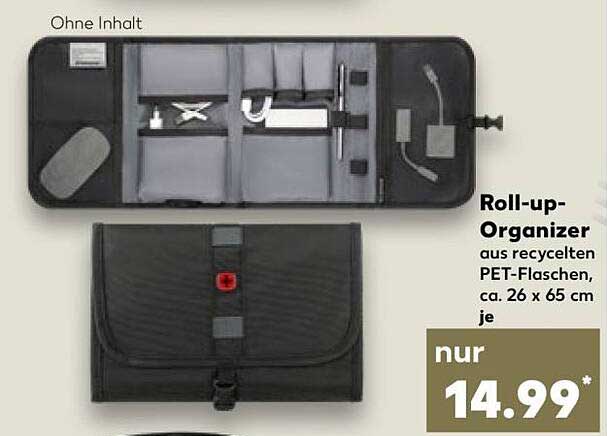 Roll-up-Organizer aus recycelten PET-Flaschen, ca. 26 x 65 cm, je