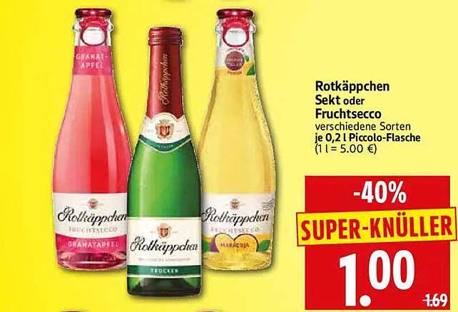 Rotkäppchen Sekt oder Fruchtsecco verschiedene Sorten je 0,2 l Piccolo-Flasche