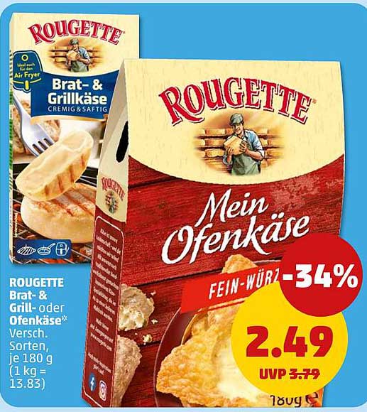 ROUGETTE Brat- & Grill- oder Ofenkäse* Versch. Sorten, je 180 g (1 kg = 13.83)