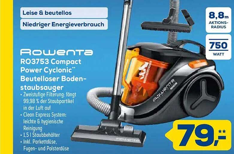 Rowenta RO3753 Compact Power Cyclonic Beutelloser Bodenstaubsauger