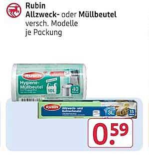 Rubin Allzweck- oder Müllbeutel versch. Modelle je Packung