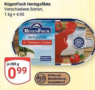 RügenFisch Heringsfilets Verschiedene Sorten, 1 kg = 4.95