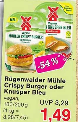 Rügenwalder Mühle Crispy Burger oder Knusper Bleu