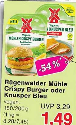 Rügenwalder Mühle Crispy Burger oder Knusper Bleu