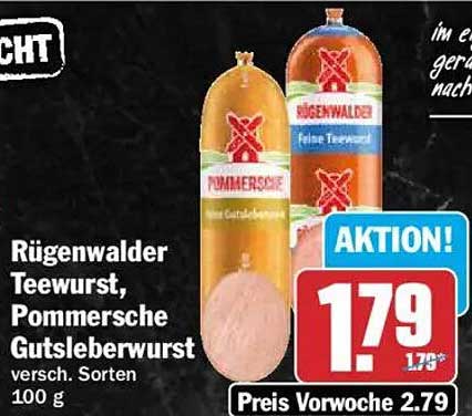 Rügenwalder Teewurst, Pommersche Gutsleberwurst versch. Sorten 100 g
