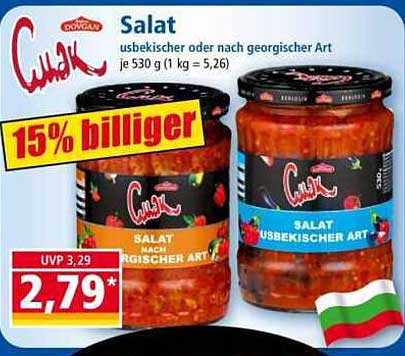 Salat usbekischer oder nach georgischer Art je 530 g (1 kg = 5,26)
